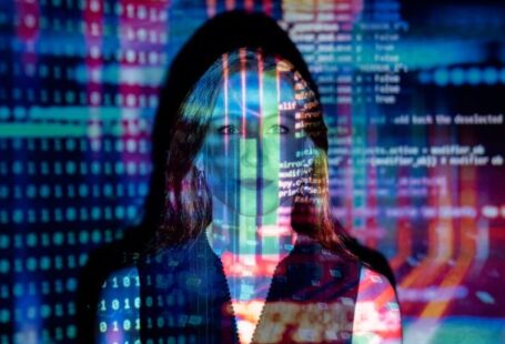 AI - Code Projected Over Woman